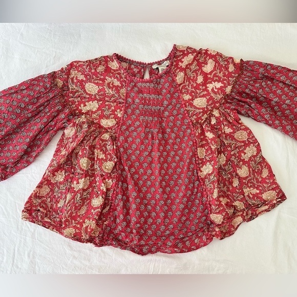 Rachel Zoe 3/4 Sleeve Shirt Size Medium 100% Cotton Boho Hippie Eclectic Grandpa - Picture 1 of 14